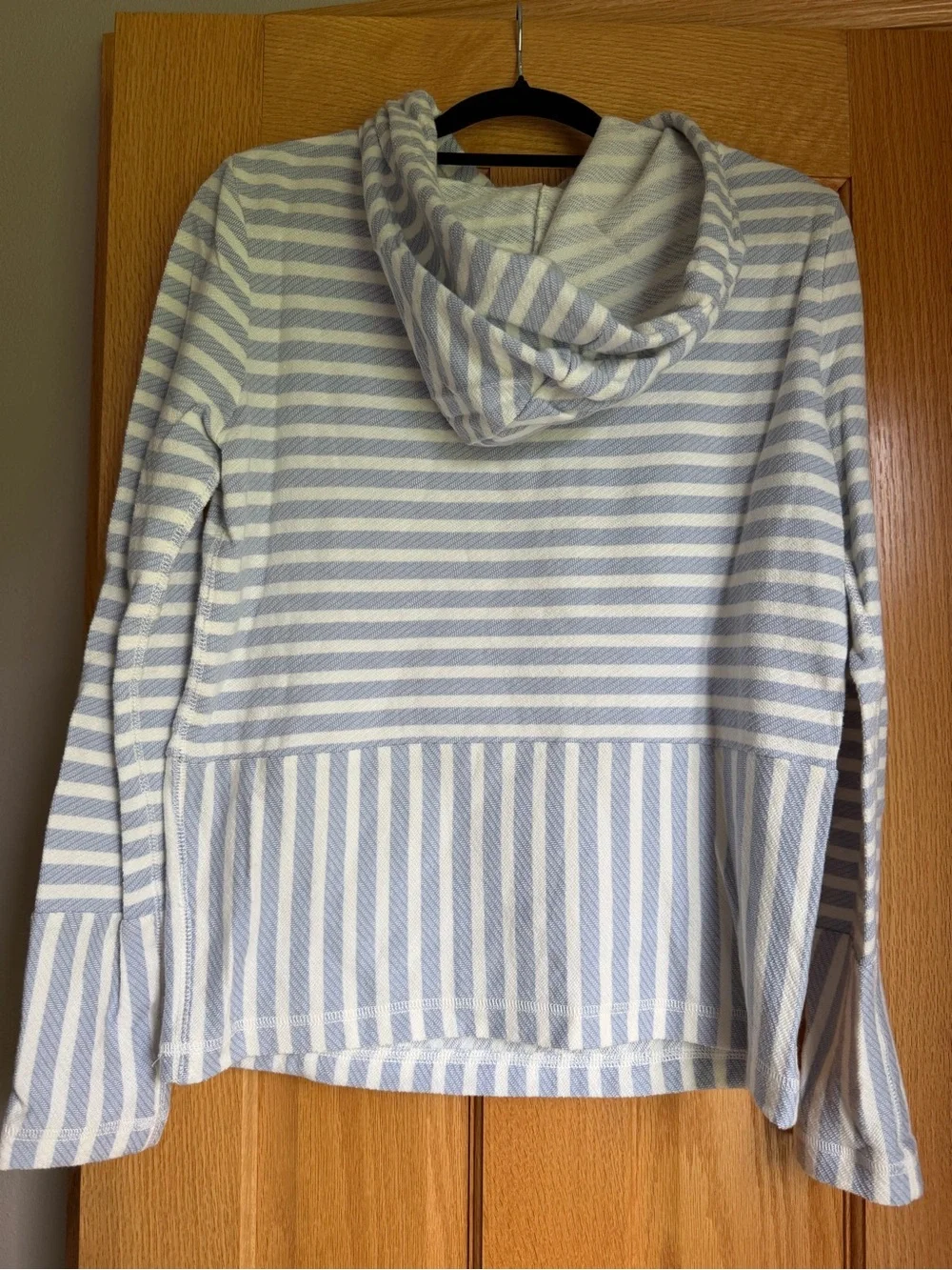 J.Crew Blue White Striped Cotton Knit Beach Pullover Hoodie Sweatshirt XXS NWT